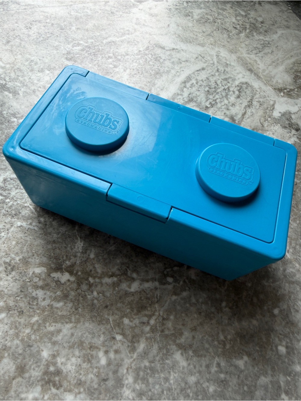 Vintage Chubs Stackables Blue Storage Wipes Container L&F Products Plastic lego